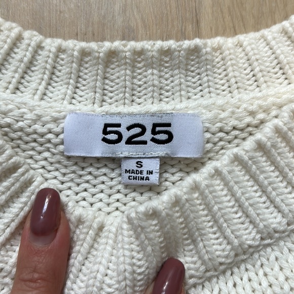 525 AMERICA Love Pullover Sweater in White and Pink Cotton Knit - Size Small - Picture 5 of 8